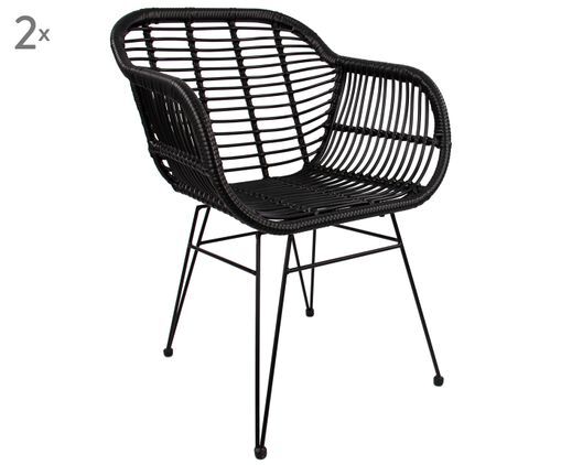 Krzesło z podłokietnikami Costa, 2 szt. czarne (1)